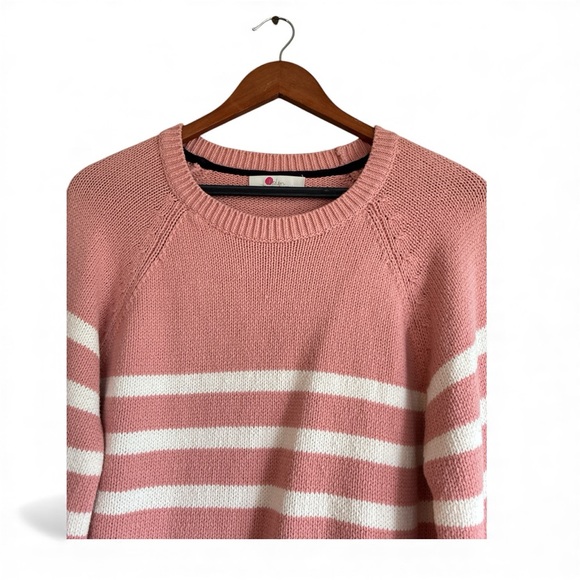 Boden Arianna Jumper blush pink and white striped bell sleeve sweater - Picture 5 of 9
